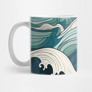 Ephemeral Crests: Hokusai Waves Reimagined Mug